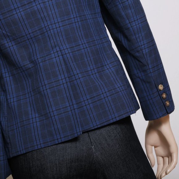 BB Dakota Plaid Cropped Blue Blazer - Picture 7 of 9